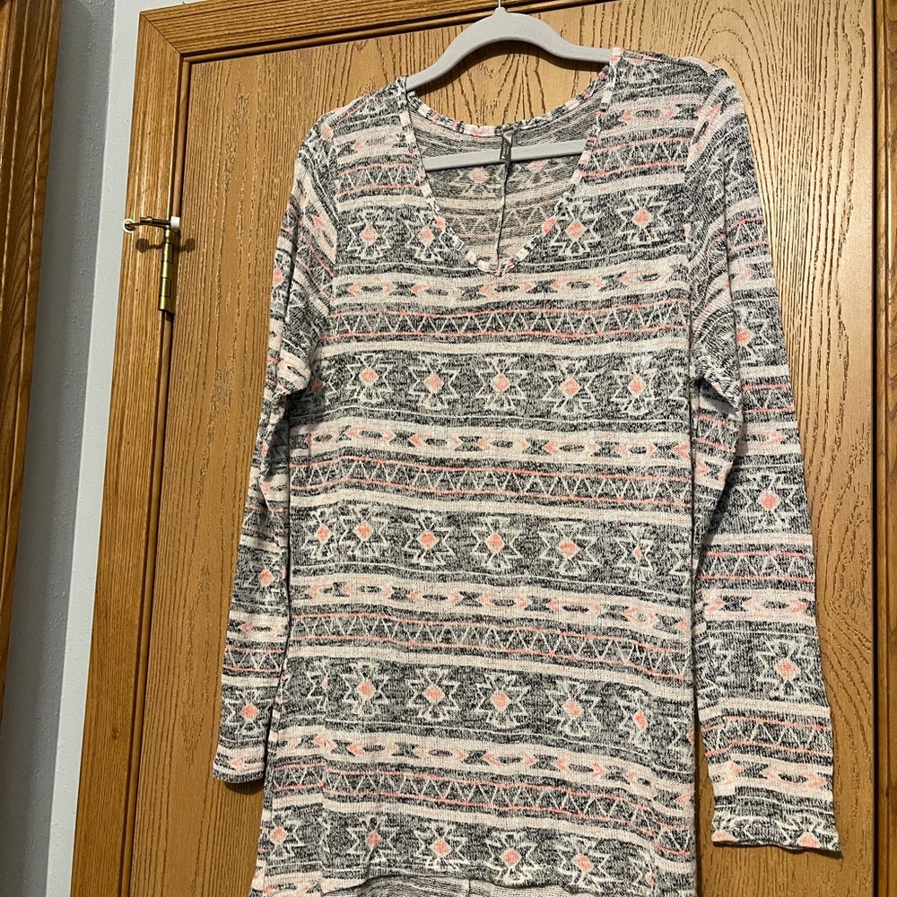 Grey and coral sweater